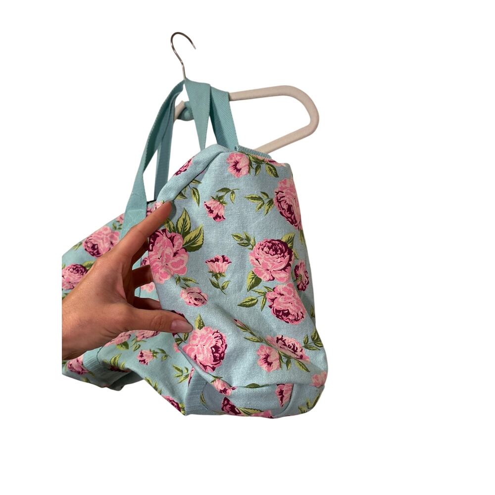 Floral Canvas Duffle Bag with Pink Roses - Picture 5 of 8